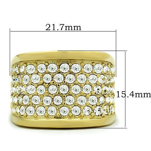 GL006 - IP Gold(Ion Plating) Brass Ring with Top Grade Crystal in Clear-1