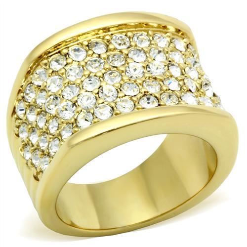 GL006 - IP Gold(Ion Plating) Brass Ring with Top Grade Crystal in Clear-0