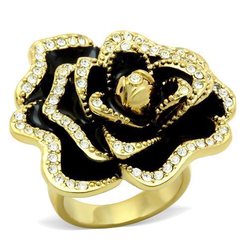 GL021 - IP Gold(Ion Plating) Brass Ring with Top Grade Crystal in Clear-0