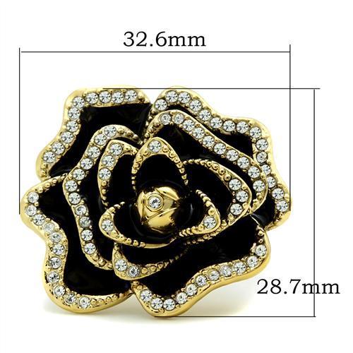 GL021 - IP Gold(Ion Plating) Brass Ring with Top Grade Crystal in Clear-1