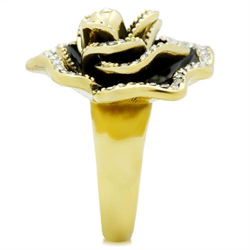 GL021 - IP Gold(Ion Plating) Brass Ring with Top Grade Crystal in Clear-3