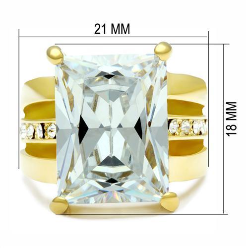 GL089 - IP Gold(Ion Plating) Brass Ring with AAA Grade CZ in Clear-1