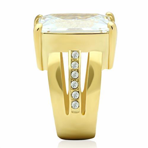 GL089 - IP Gold(Ion Plating) Brass Ring with AAA Grade CZ in Clear-3