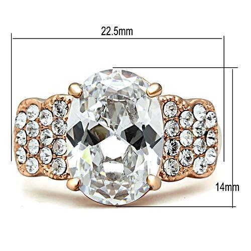 GL141 - IP Rose Gold(Ion Plating) Brass Ring with AAA Grade CZ in Clear-1
