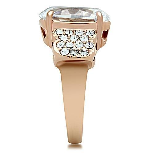 GL141 - IP Rose Gold(Ion Plating) Brass Ring with AAA Grade CZ in Clear-3