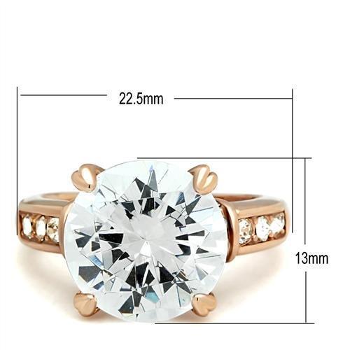 GL144 - IP Rose Gold(Ion Plating) Brass Ring with AAA Grade CZ in Clear-1