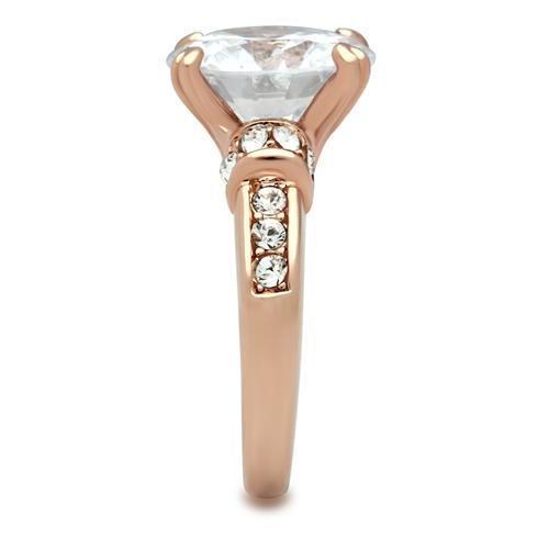 GL144 - IP Rose Gold(Ion Plating) Brass Ring with AAA Grade CZ in Clear-3