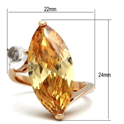 GL145 - IP Rose Gold(Ion Plating) Brass Ring with AAA Grade CZ in Champagne-1