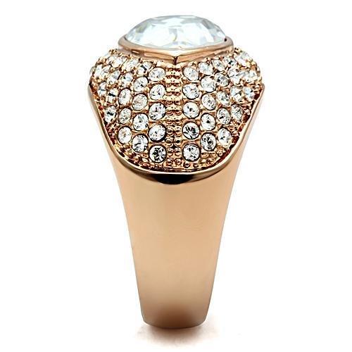 GL146 - IP Rose Gold(Ion Plating) Brass Ring with Top Grade Crystal in Clear-3