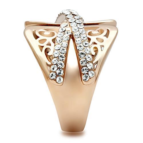 GL156 - IP Rose Gold(Ion Plating) Brass Ring with Top Grade Crystal in Clear-3