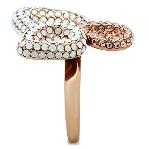 GL219 - IP Rose Gold(Ion Plating) Brass Ring with Top Grade Crystal in Multi Color-3