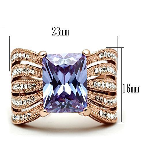 GL236 - IP Rose Gold(Ion Plating) Brass Ring with AAA Grade CZ in Light Amethyst-1