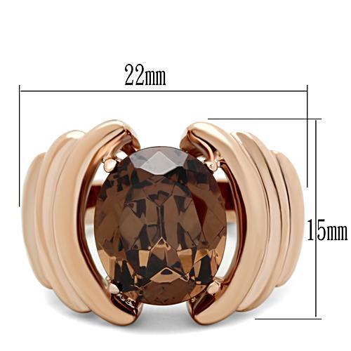 GL242 - IP Rose Gold(Ion Plating) Brass Ring with AAA Grade CZ in Brown-1