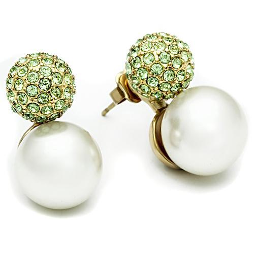 GL264 - IP Gold(Ion Plating) Brass Earrings with Synthetic Pearl in White-2
