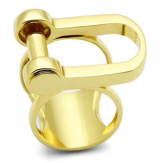 GL280 - IP Gold(Ion Plating) Brass Ring with No Stone-0
