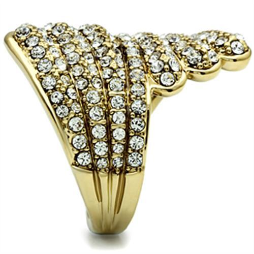 GL284 - IP Gold(Ion Plating) Brass Ring with Top Grade Crystal in Clear-3