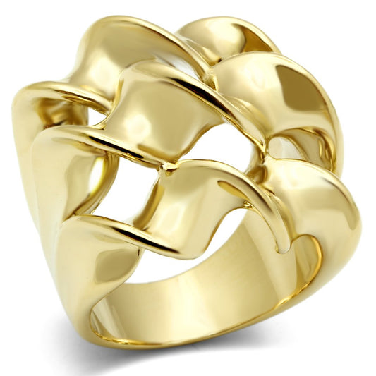GL288 - IP Gold(Ion Plating) Brass Ring with No Stone-0