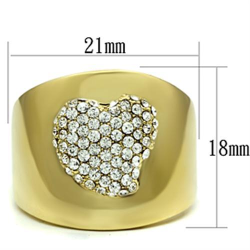 GL293 - IP Gold(Ion Plating) Brass Ring with Top Grade Crystal in Clear-1