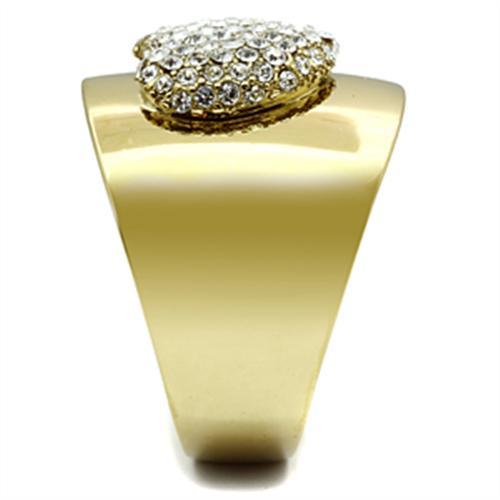 GL293 - IP Gold(Ion Plating) Brass Ring with Top Grade Crystal in Clear-3
