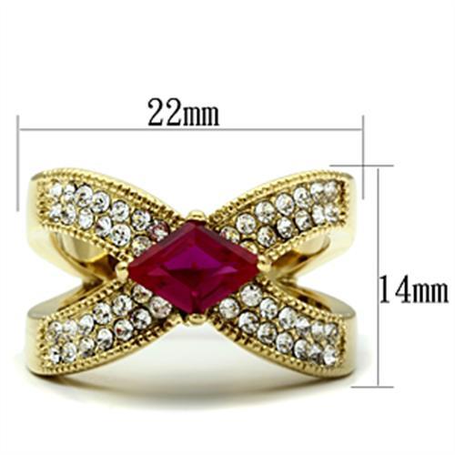 GL298 - IP Gold(Ion Plating) Brass Ring with AAA Grade CZ in Ruby-1