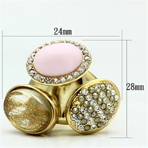 GL301 - IP Gold(Ion Plating) Brass Ring with Top Grade Crystal in Multi Color-1
