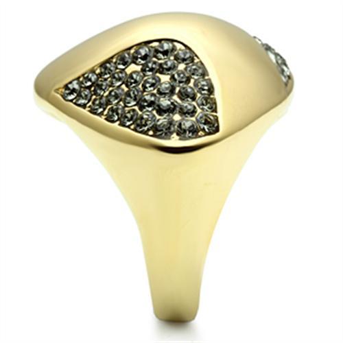 GL311 - IP Gold(Ion Plating) Brass Ring with Top Grade Crystal in Black Diamond-3