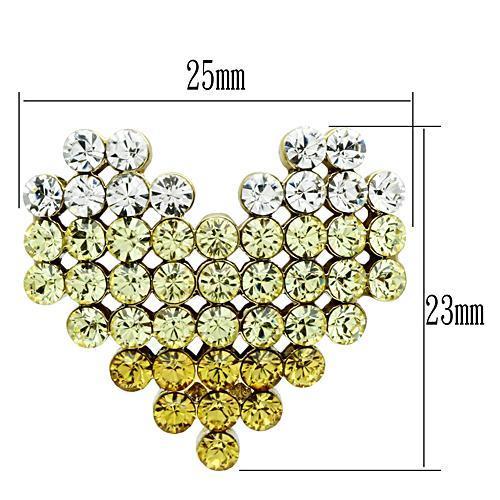 GL333 - IP Gold(Ion Plating) Brass Earrings with Top Grade Crystal in Multi Color-2