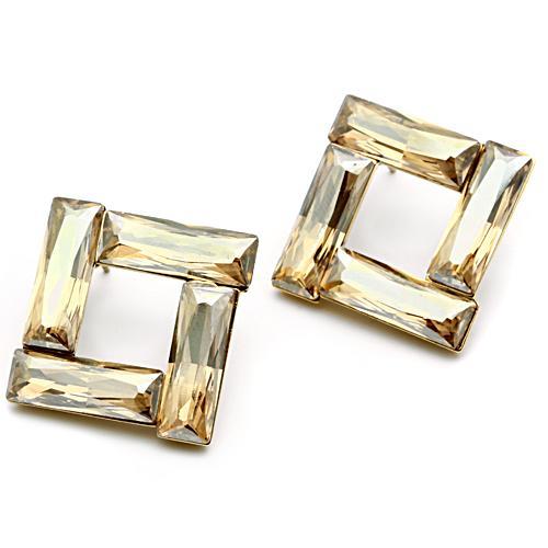 GL344 - IP Gold(Ion Plating) Brass Earrings with Top Grade Crystal in Topaz-1