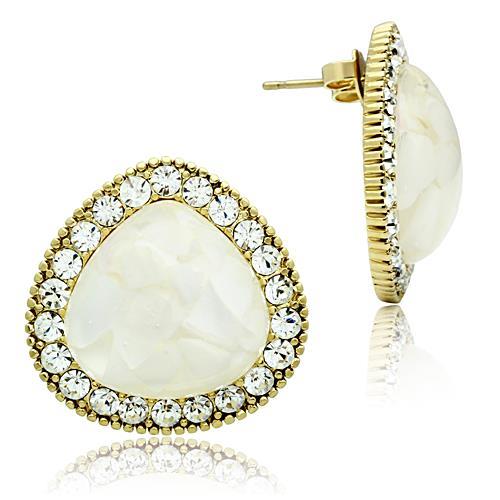 GL346 - IP Gold(Ion Plating) Brass Earrings with Synthetic Synthetic Stone in Clear-0