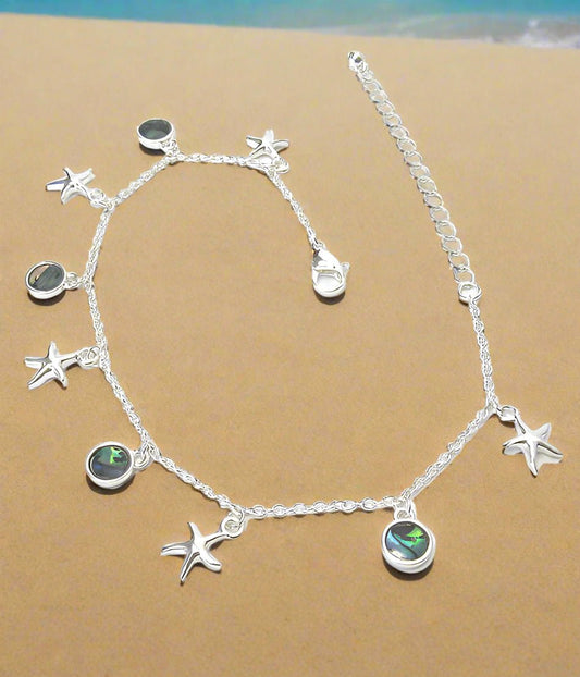 Abalone Charms Starfish Anklet Ankle Bracelet-0