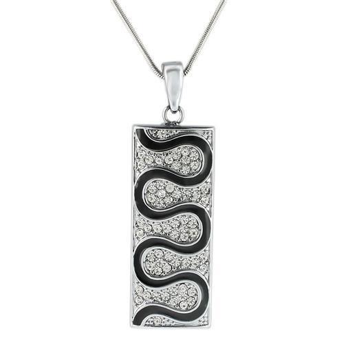 LO1182 - Rhodium Brass Pendant with Top Grade Crystal in Clear-0