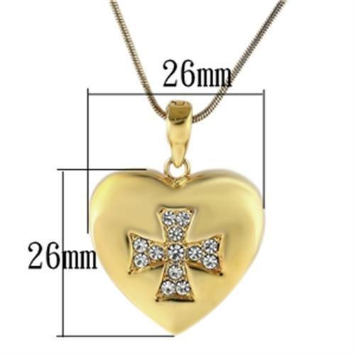 LO1183 - Gold Brass Pendant with Top Grade Crystal in Clear-1