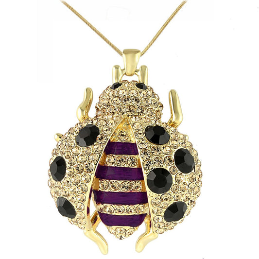 LO1196 - Gold Brass Pendant with Top Grade Crystal in Jet-0