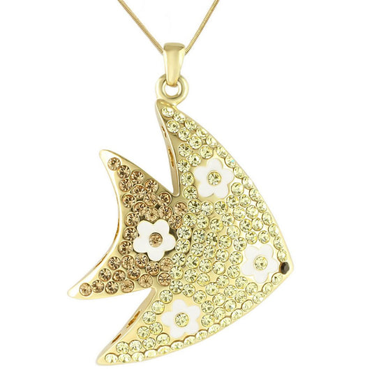 LO1198 - Gold Brass Pendant with Top Grade Crystal in Multi Color-0