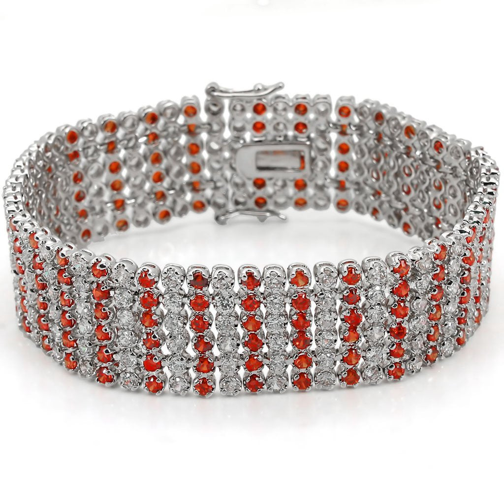 LO1282 - Rhodium Brass Bracelet with AAA Grade CZ in Orange-0