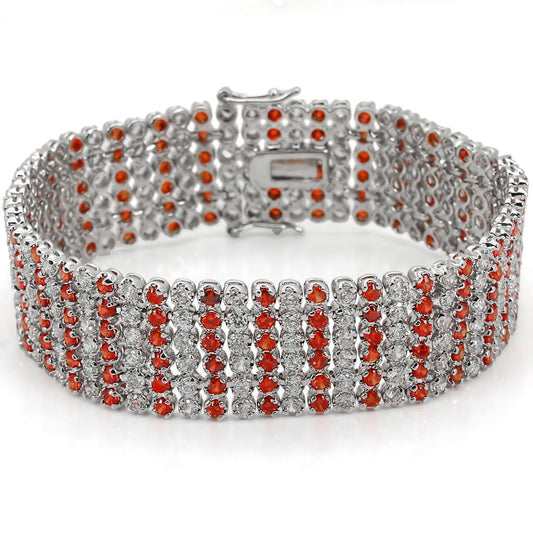 LO1282 - Rhodium Brass Bracelet with AAA Grade CZ in Orange-0