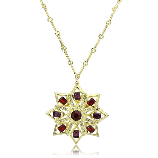 LO1301 - Gold Brass Chain Pendant with Top Grade Crystal in Multi Color-0