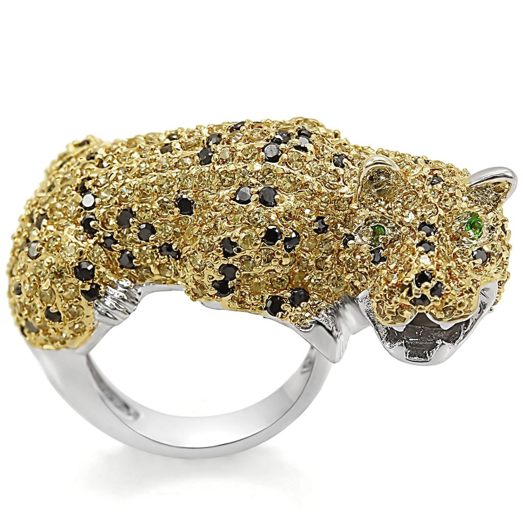 LO1347 - Reverse Two-Tone Brass Ring with AAA Grade CZ in Topaz-0