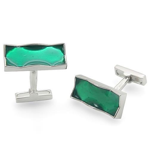 LO1374 - Rhodium Brass Cufflink with No Stone-0