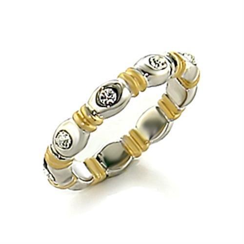 LO148 - Matte Gold & Rhodium Brass Toe Ring with Top Grade Crystal in Clear-0
