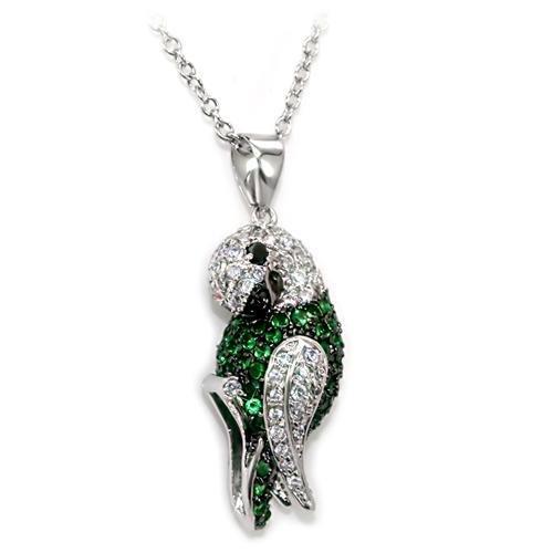 LO1567 - Rhodium + Ruthenium Brass Chain Pendant with AAA Grade CZ in Multi Color-0