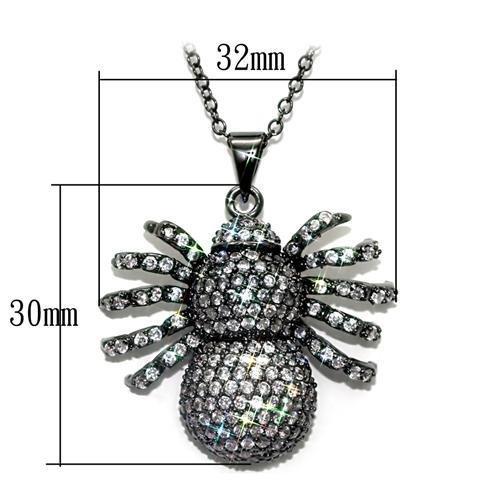 LO1578 - Ruthenium Brass Chain Pendant with AAA Grade CZ in Clear-1