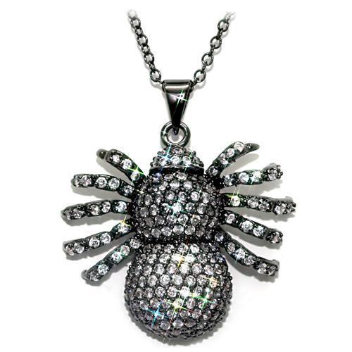 LO1578 - Ruthenium Brass Chain Pendant with AAA Grade CZ in Clear-0