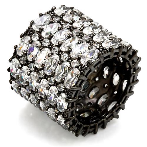 LO1580 - Ruthenium Brass Ring with AAA Grade CZ in Clear-0
