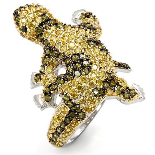 LO1591 - Gold+Ruthenium Brass Ring with AAA Grade CZ in Multi Color-0