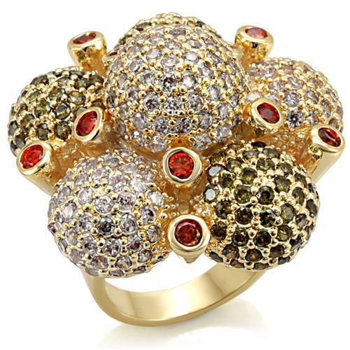 LO1600 - Imitation Gold Brass Ring with AAA Grade CZ in Garnet-0