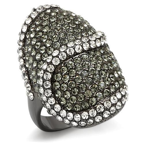 LO1626 - TIN Cobalt Black Brass Ring with Top Grade Crystal in Black Diamond-0