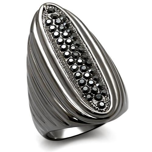 LO1628 - TIN Cobalt Black Brass Ring with Top Grade Crystal in Jet-0