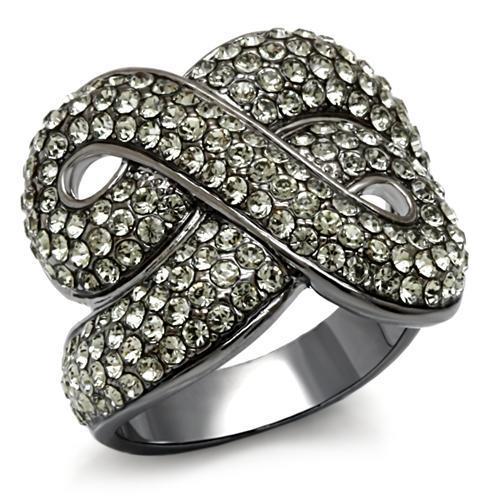 LO1634 - TIN Cobalt Black Brass Ring with Top Grade Crystal in Black Diamond-0