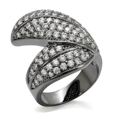 LO1667 - TIN Cobalt Black Brass Ring with AAA Grade CZ in Clear-0
